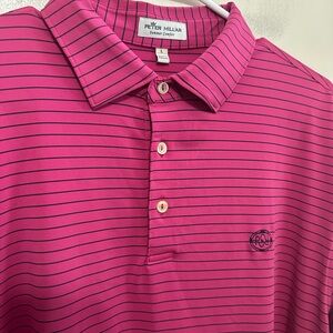 Peter Millar Summer Comfort Fuchsia Striped Polo Shirt Men’s Large